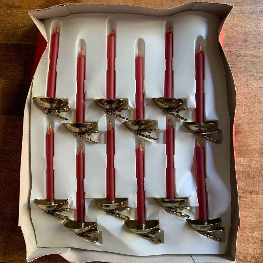 Vintage Italian Glass Clip-On Christmas Candles | Set of 12 | 1970s
